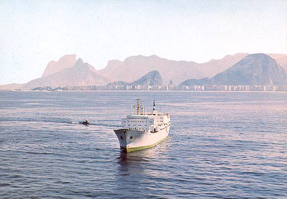N/S Otto Hahn in der Bucht von Rio de Janeiro, Reproduktion einer Ansichtskarte